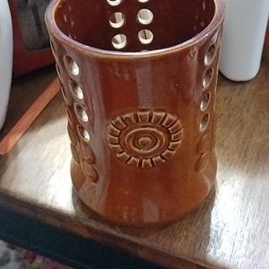 Ceramic glazed brown votive tea light candle holder